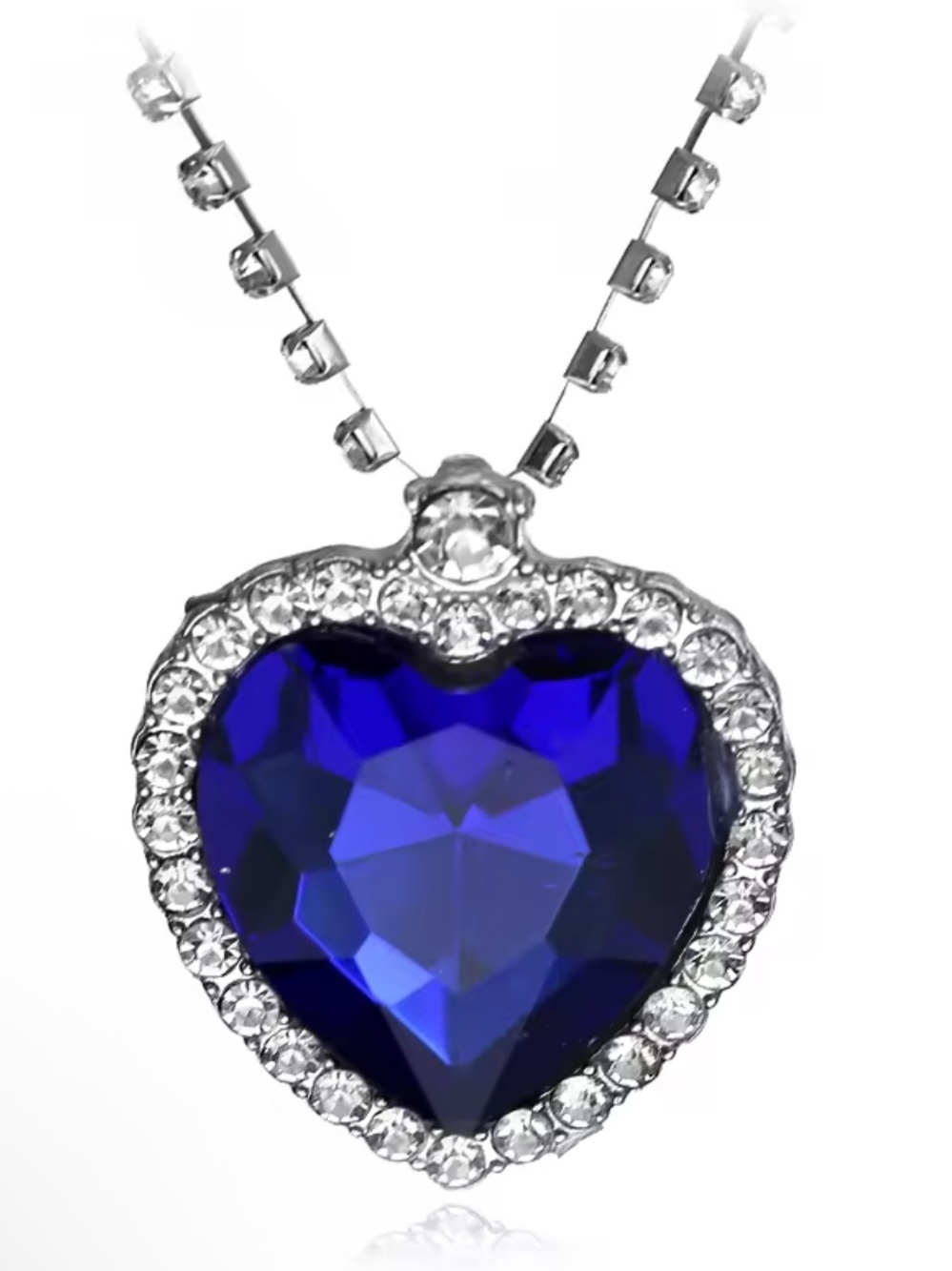 Anthropologie Silver Necklace with Royal Blue Heart Pendant - Picture 5 of 6